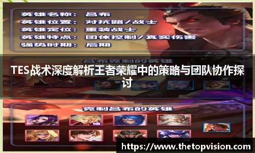 TES战术深度解析王者荣耀中的策略与团队协作探讨